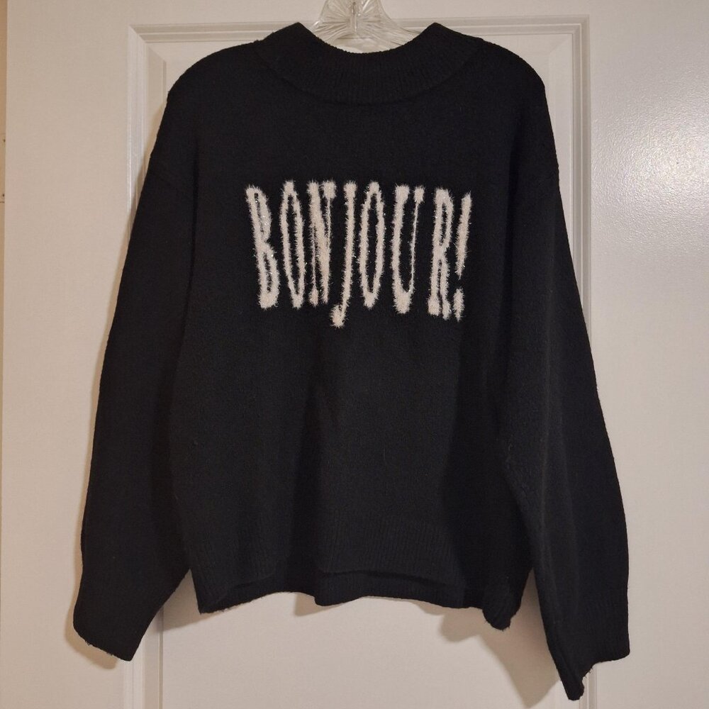 a new day Cozy Sparkly BONJOUR Mock Neck Sweater
